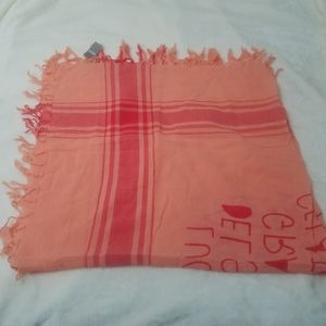 Aerie Plaid Fringe Scarf with Italian Writing